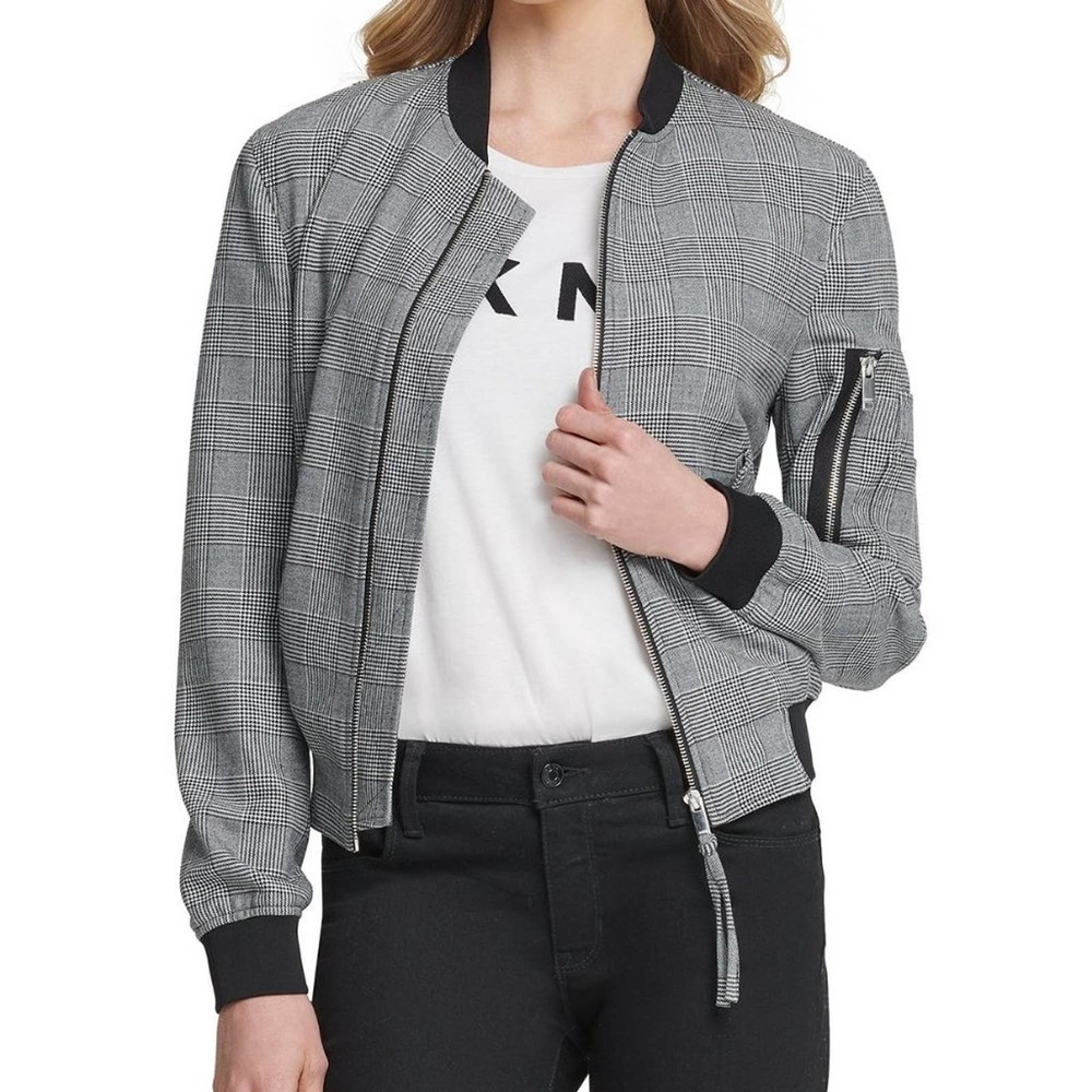 Dkny Plaid Bomber Jacket Size Large